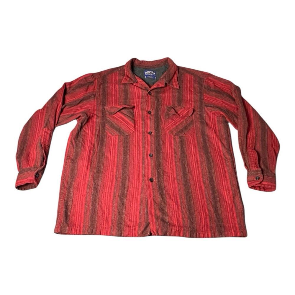 Pendleton Vintage Mens Plaid Long Sleeve Wool‎ Flannel Board Shirt Red Size XL